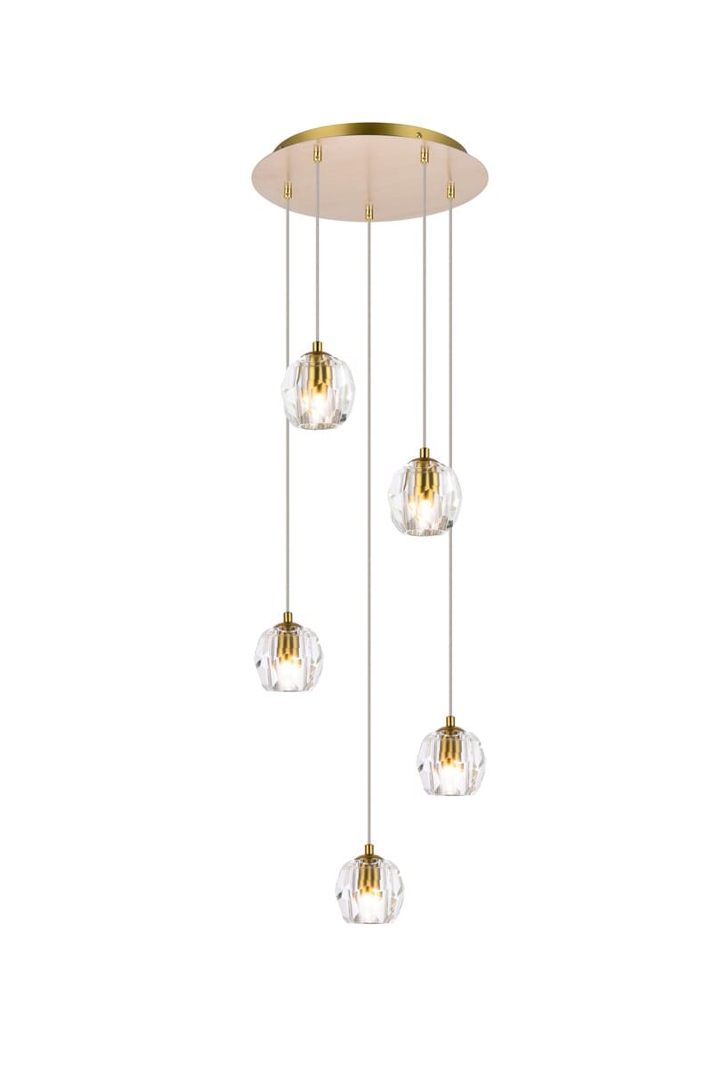 Eren 5-Light LED Pendant in Gold