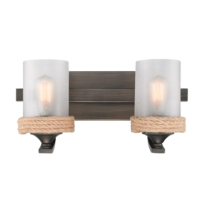 Golden Chatham 2-Light 16" Bathroom Vanity Light in Gunmetal Bronze Golden Chatham 2-Light 16" Bathroom Vanity Light in Gunmetal Bronze