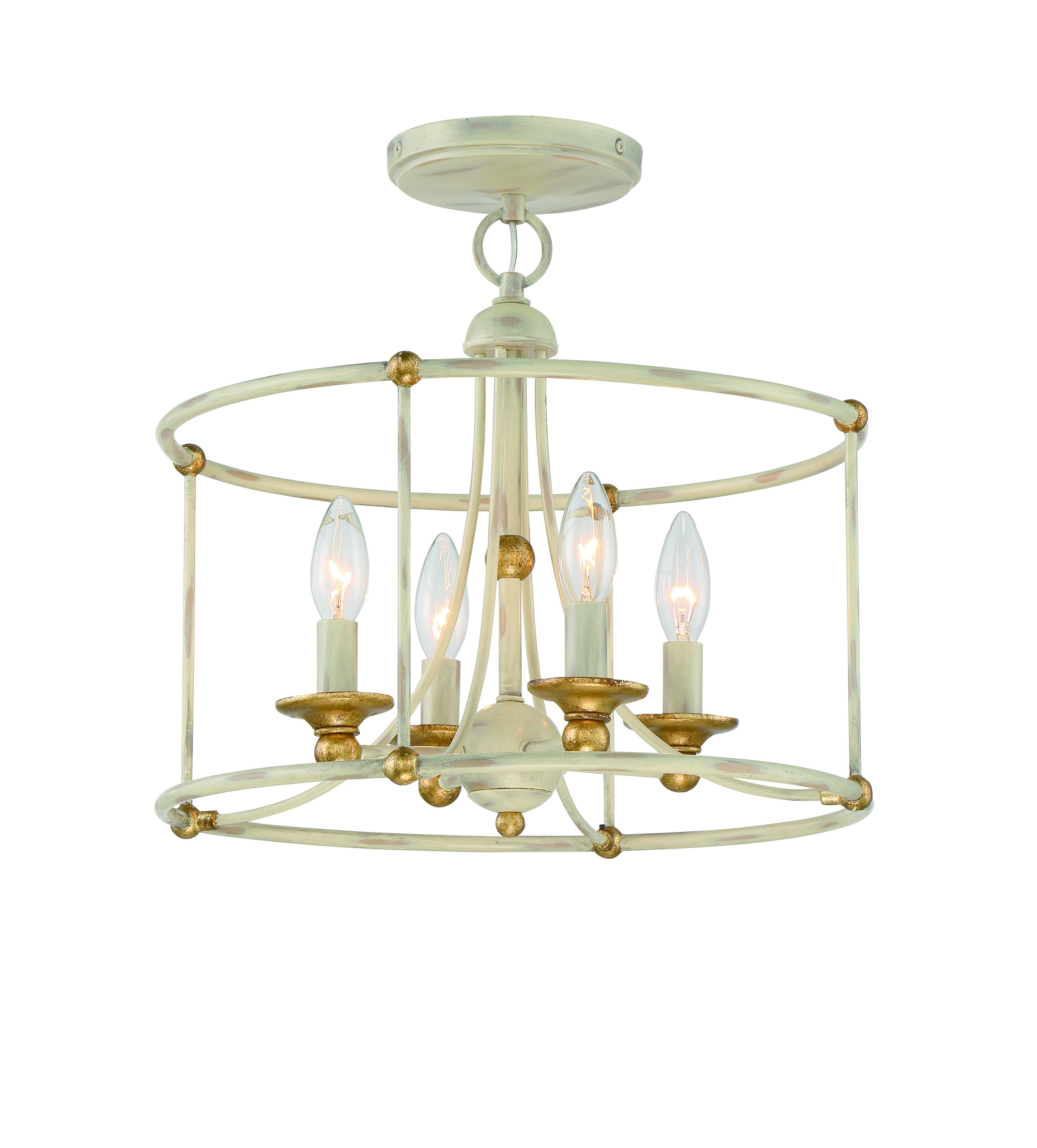 Westchester County 4-Light Ceiling Light in Farm House White With Gilded Gold