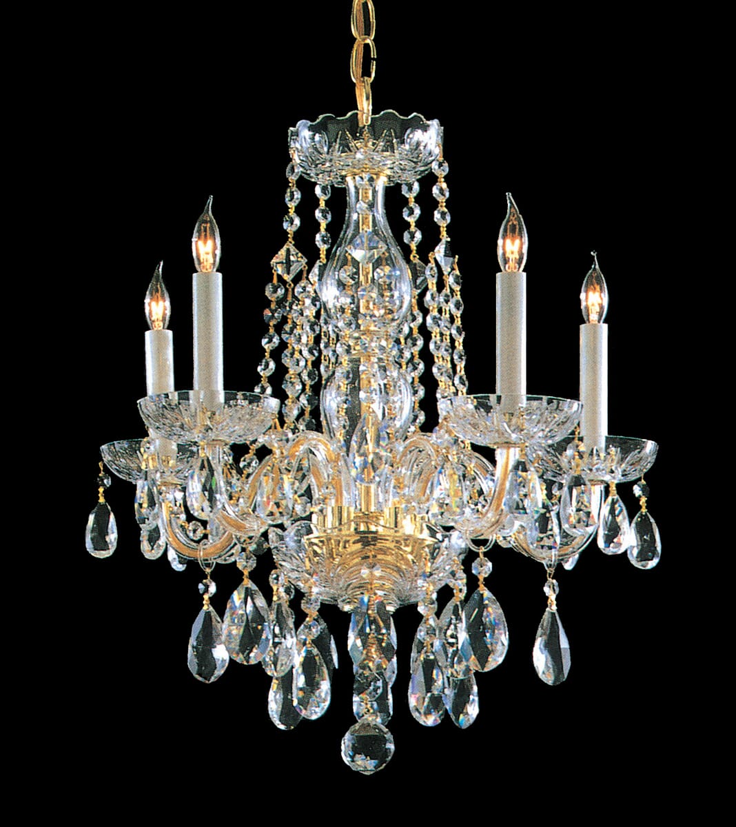 Traditional Crystal 5-Light 20"" Mini Chandelier in Polished Brass with Clear Hand Cut Crystals -  Crystorama, 1061-PB-CL-MWP