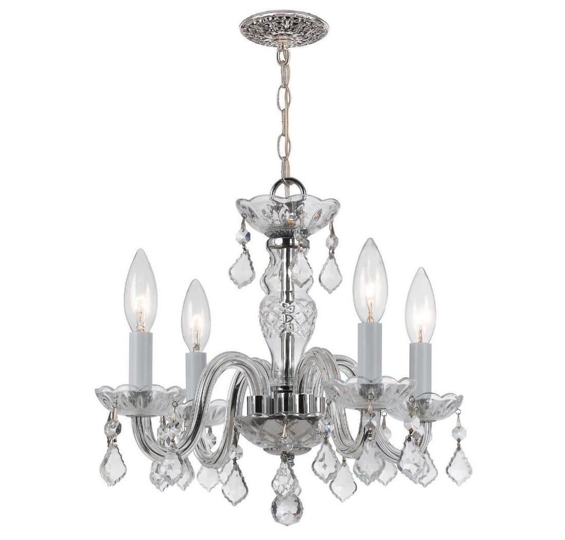 Traditional Crystal 4-Light 12"" Mini Chandelier in Polished Chrome with Clear Italian Crystals -  Crystorama, 1064-CH-CL-I