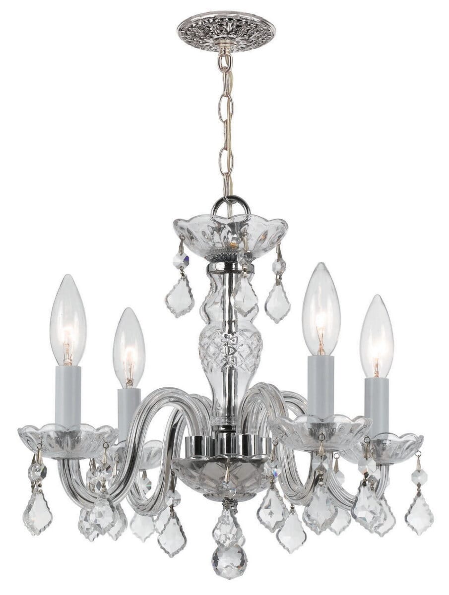 Traditional Crystal 4-Light 12"" Mini Chandelier in Polished Chrome with Clear Hand Cut Crystals -  Crystorama, 1064-CH-CL-MWP