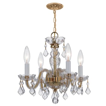 Crystorama Traditional Crystal 4-Light 12" Mini Chandelier in Polished Brass with Clear Swarovski Strass Crystals