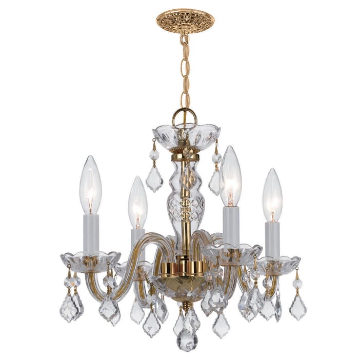 Crystorama Traditional Crystal 4-Light 12" Mini Chandelier in Polished Brass with Clear Spectra Crystals Crystorama Traditional Crystal 4-Light 12" Mini Chandelier in Polished Brass with Clear Spectra Crystals