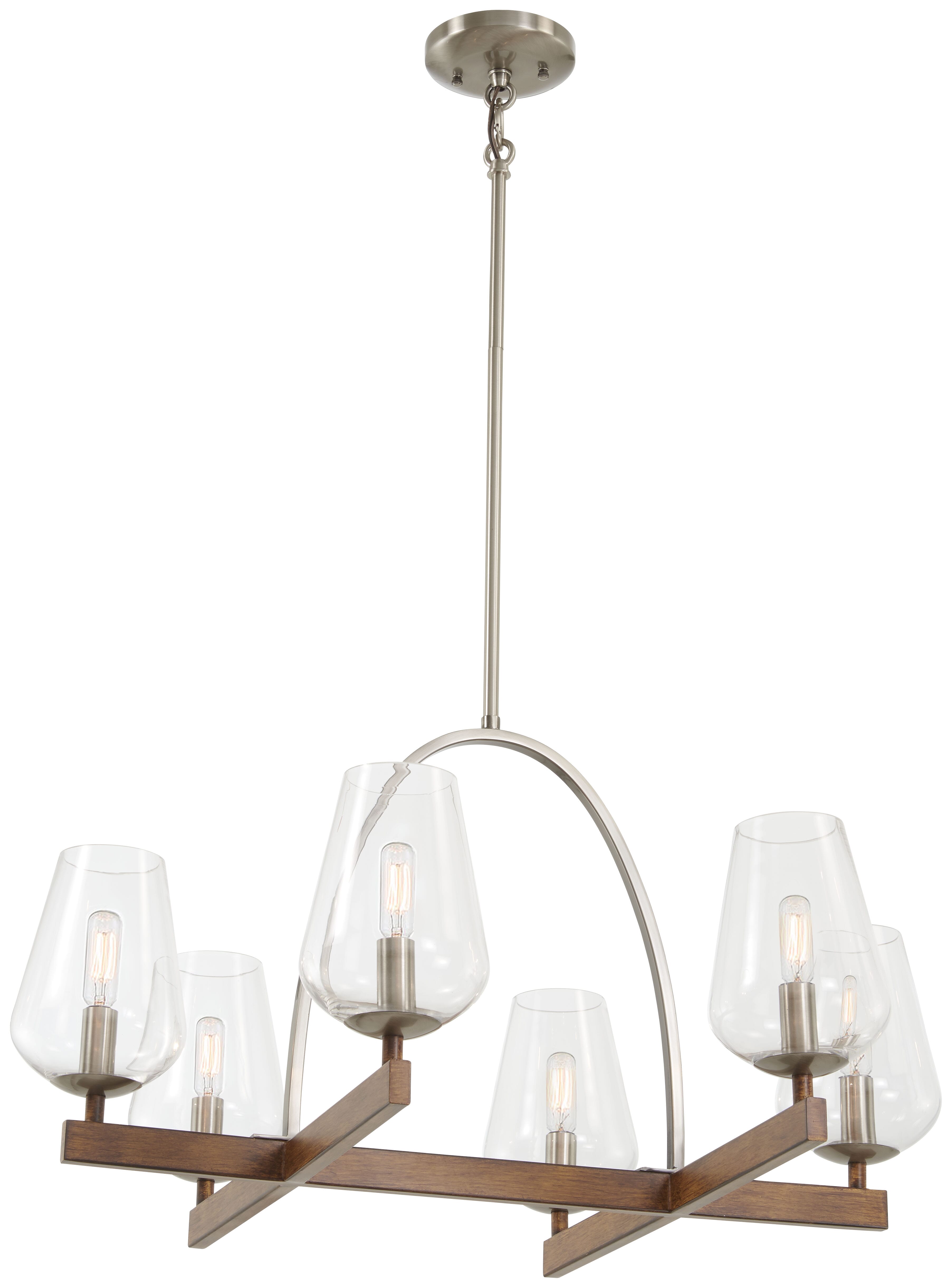 Minka Lavery Birnamwood 6-Light Chandelier in Koa Wood With Pewter - 1066-699