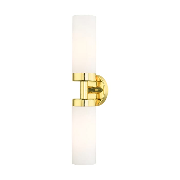 Aero 2-Light Bathroom Vanity Light in Polished Brass Aero 2-Light Bathroom Vanity Light in Polished Brass