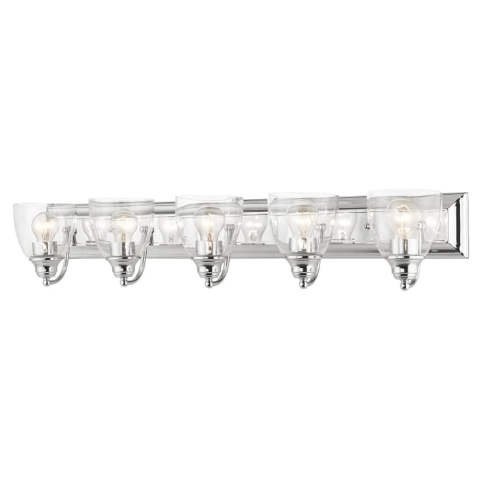 Birmingham 5-Light Bathroom Vanity Light in Polished Chrome Birmingham 5-Light Bathroom Vanity Light in Polished Chrome