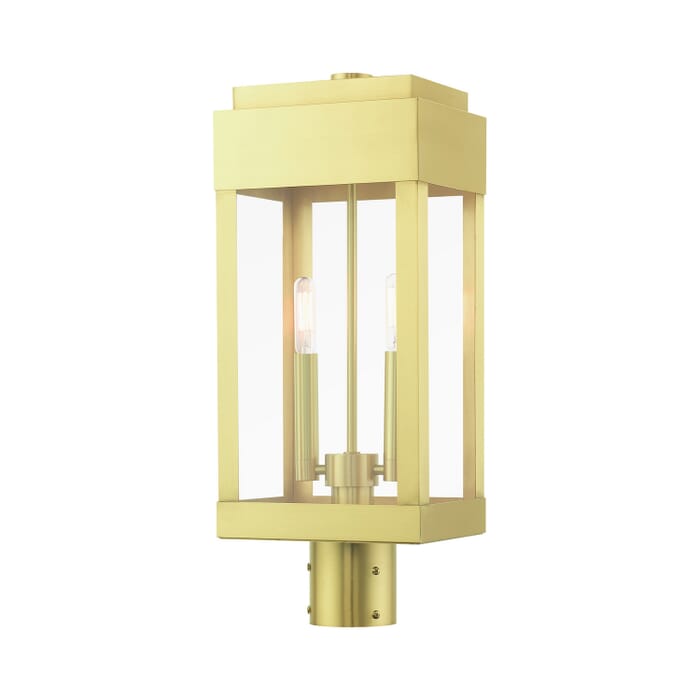 York 2-Light Outdoor Post Top Lantern in Satin Brass York 2-Light Outdoor Post Top Lantern in Satin Brass