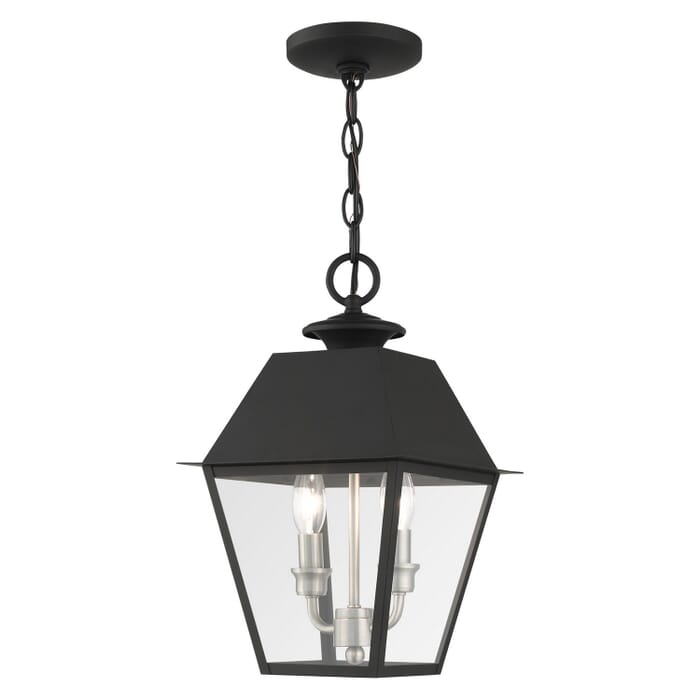 Wentworth 2-Light Outdoor Pendant in Black w with Brushed Nickel Cluster Wentworth 2-Light Outdoor Pendant in Black w with Brushed Nickel Cluster