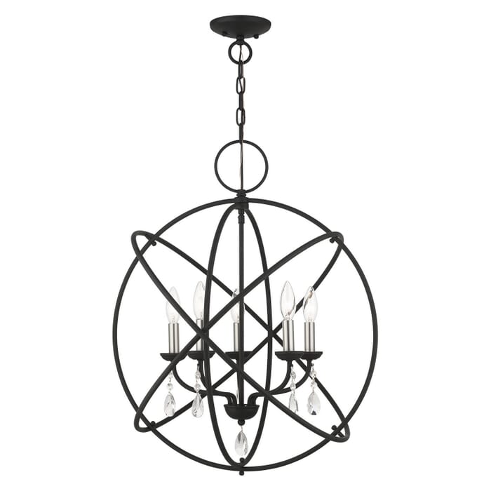 Aria 5-Light Chandelier in Black w with Satin Nickels Aria 5-Light Chandelier in Black w with Satin Nickels