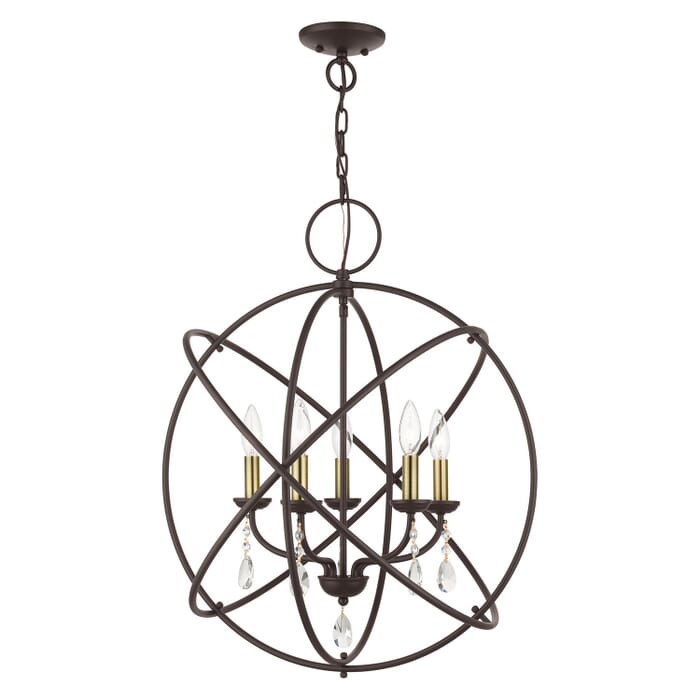 Aria 5-Light Chandelier in Bronze w with Antique Brasss Aria 5-Light Chandelier in Bronze w with Antique Brasss