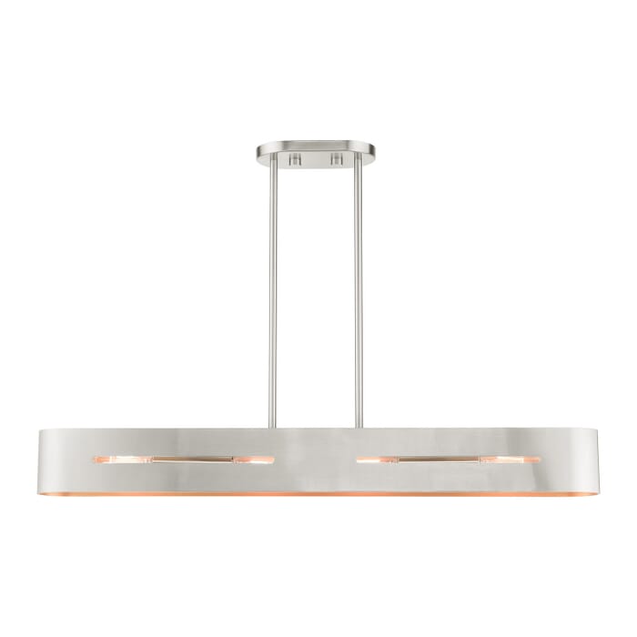 Ravena 4-Light Linear Chandelier in Brushed Nickel Ravena 4-Light Linear Chandelier in Brushed Nickel