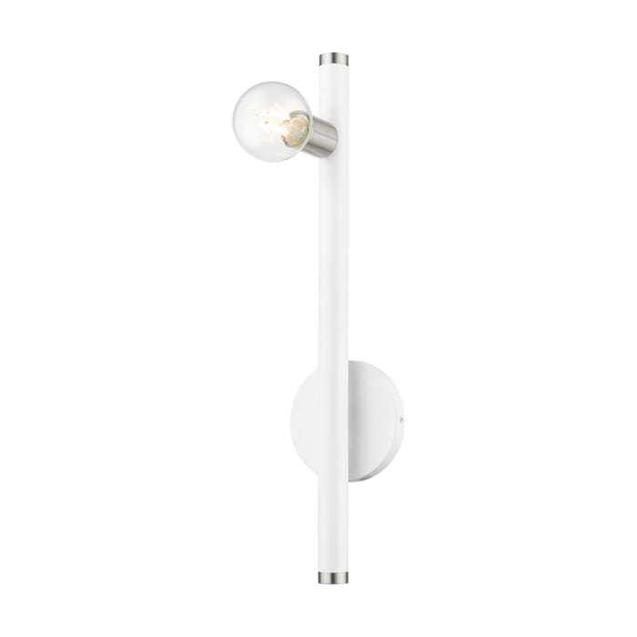 Bannister 1-Light Wall Sconce in White w with Brushed Nickels Bannister 1-Light Wall Sconce in White w with Brushed Nickels