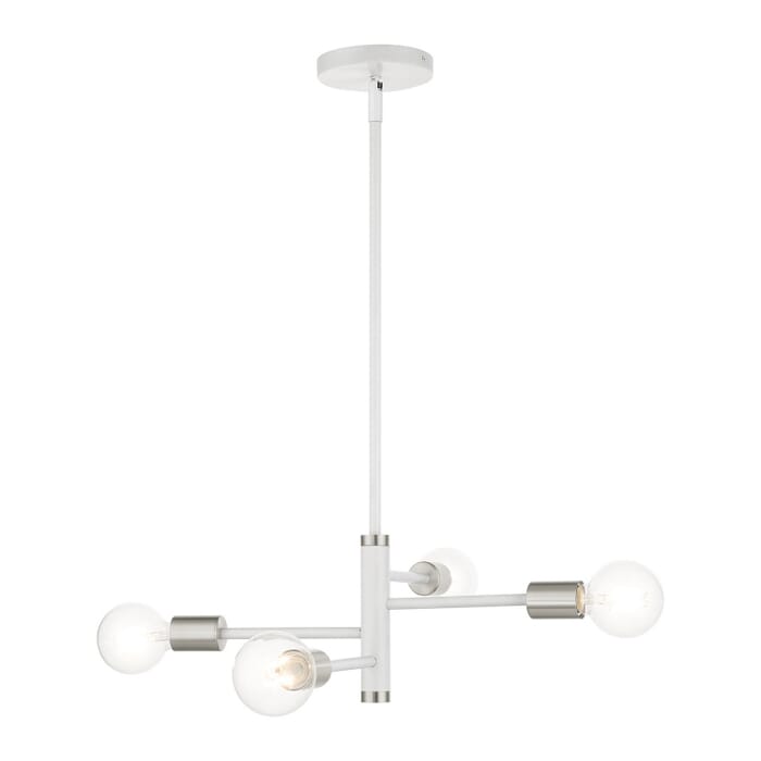 Bannister 4-Light Chandelier in White w with Brushed Nickels Bannister 4-Light Chandelier in White w with Brushed Nickels
