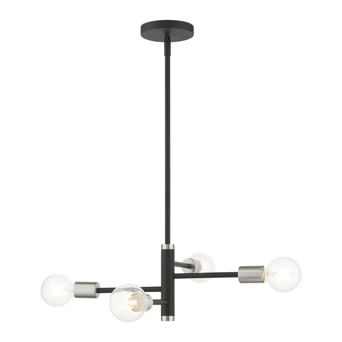 Bannister 4-Light Chandelier in Black w with Brushed Nickels Bannister 4-Light Chandelier in Black w with Brushed Nickels