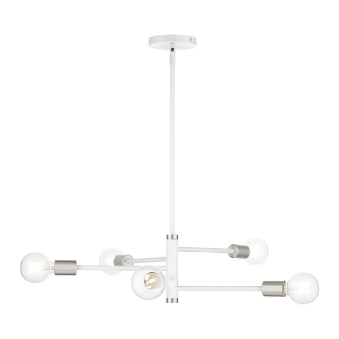 Bannister 5-Light Chandelier in White w with Brushed Nickels Bannister 5-Light Chandelier in White w with Brushed Nickels