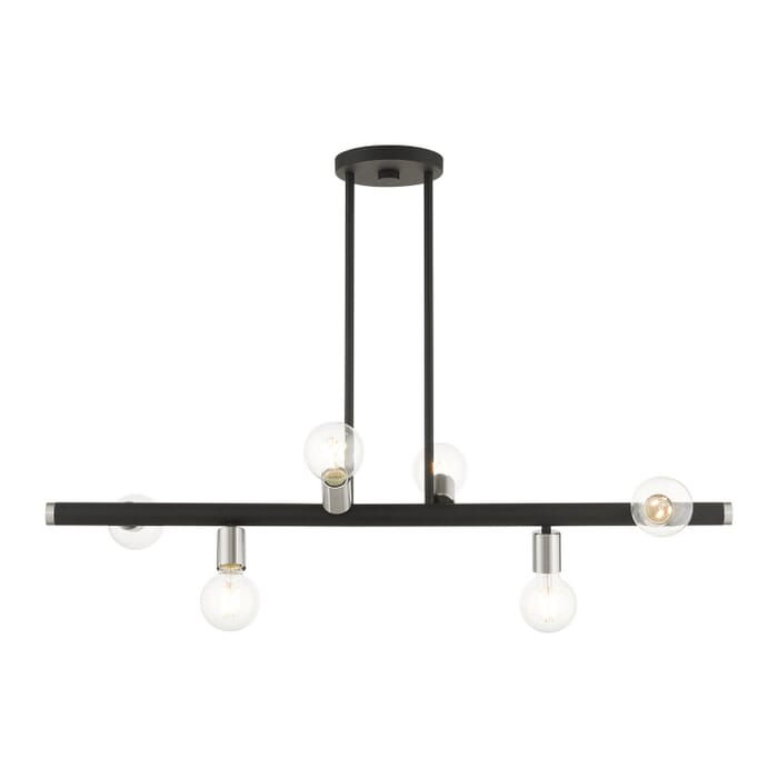 Bannister 6-Light Linear Chandelier in Black w with Brushed Nickels Bannister 6-Light Linear Chandelier in Black w with Brushed Nickels