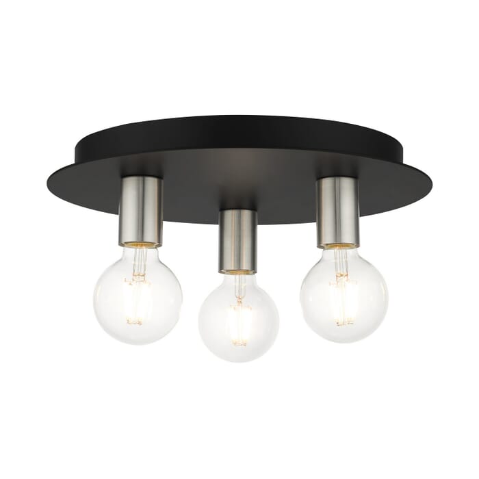 Hillview 3-Light Flush Mount in Black w with Brushed Nickels Hillview 3-Light Flush Mount in Black w with Brushed Nickels