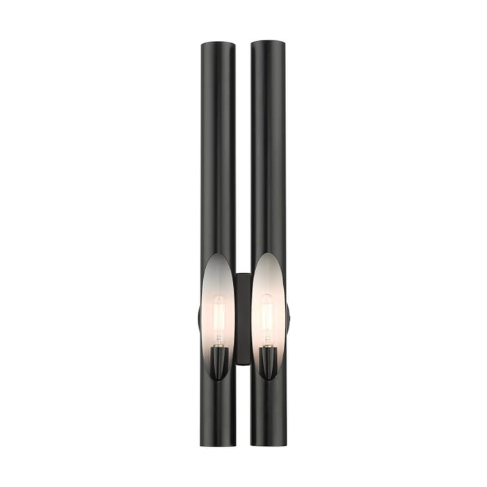 Acra 2-Light Wall Sconce in Shiny Black Acra 2-Light Wall Sconce in Shiny Black