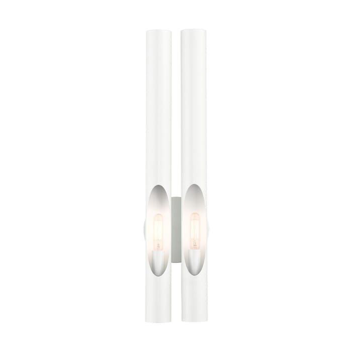 Acra 2-Light Wall Sconce in Shiny White Acra 2-Light Wall Sconce in Shiny White