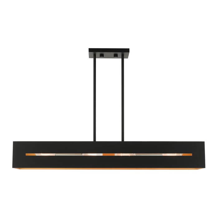 Soma 4-Light Linear Chandelier in Textured Black w with Brushed Nickels Soma 4-Light Linear Chandelier in Textured Black w with Brushed Nickels