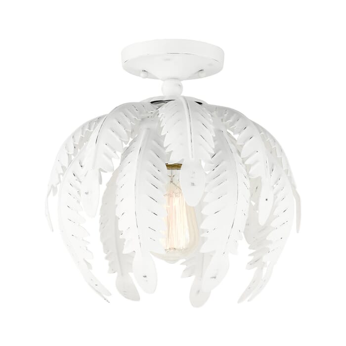 Acanthus 1-Light Semi-Flush Mount in Antique White Acanthus 1-Light Semi-Flush Mount in Antique White
