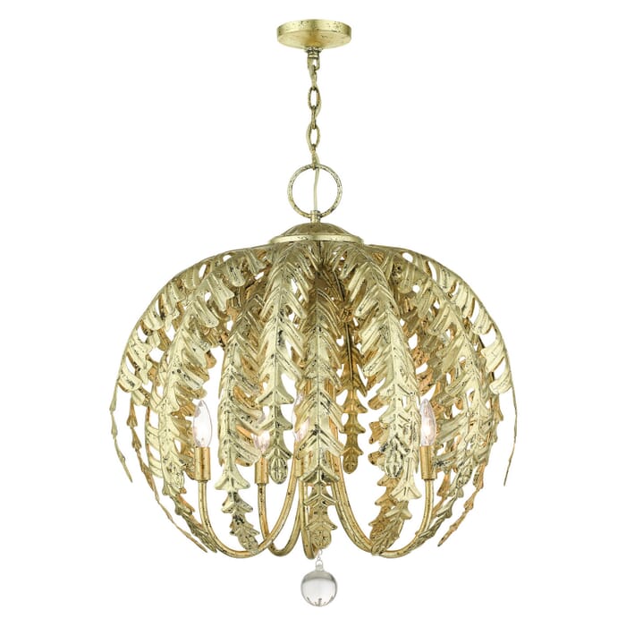 Acanthus 5-Light Chandelier in Hand Applied Winter Gold Acanthus 5-Light Chandelier in Hand Applied Winter Gold