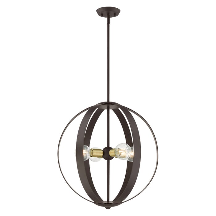 Modesto 4-Light Chandelier in Bronze w with Satin Brasss Modesto 4-Light Chandelier in Bronze w with Satin Brasss
