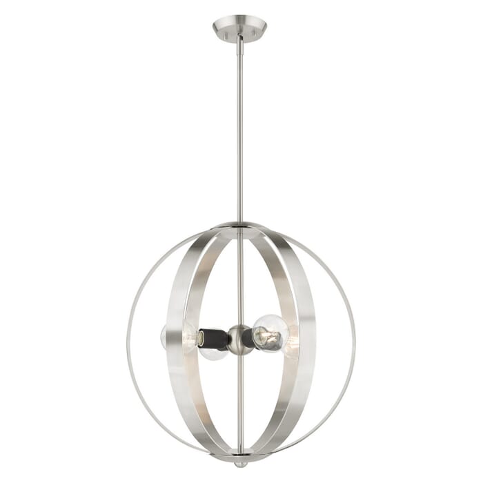 Modesto 4-Light Chandelier in Brushed Nickel w with Blacks Modesto 4-Light Chandelier in Brushed Nickel w with Blacks