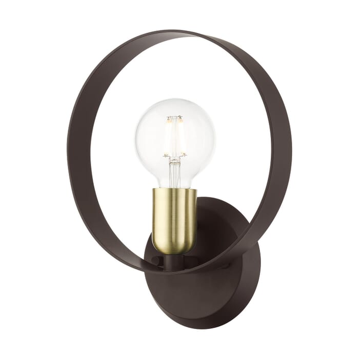 Modesto 1-Light Wall Sconce in Bronze w with Satin Brasss Modesto 1-Light Wall Sconce in Bronze w with Satin Brasss