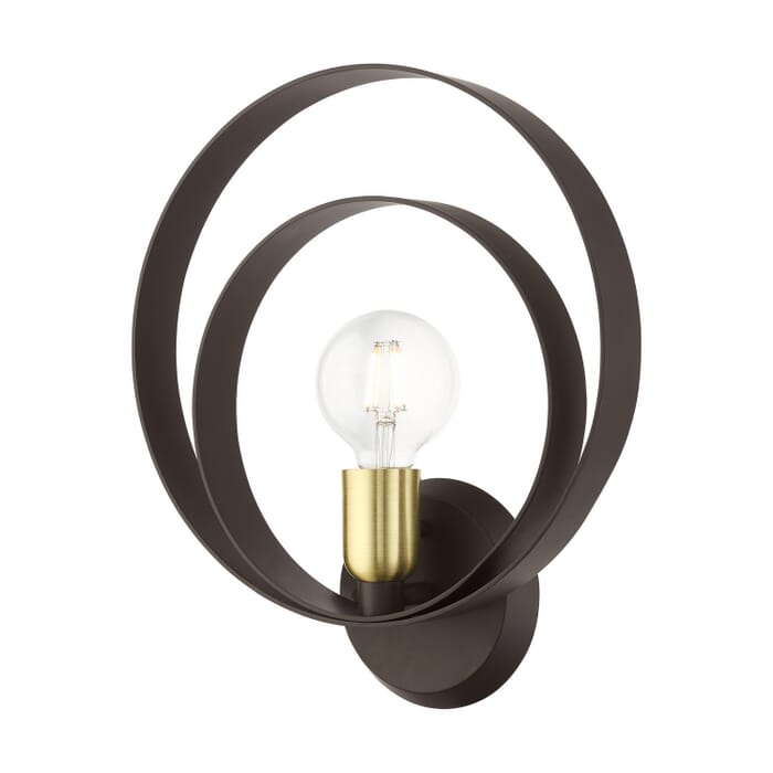 Modesto 1-Light Wall Sconce in Bronze w with Satin Brasss Modesto 1-Light Wall Sconce in Bronze w with Satin Brasss