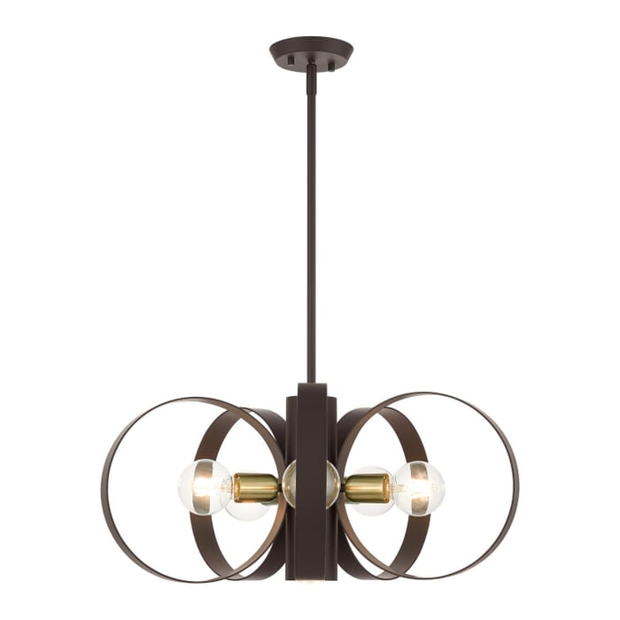 Modesto 6-Light Chandelier in Bronze w with Satin Brasss Modesto 6-Light Chandelier in Bronze w with Satin Brasss
