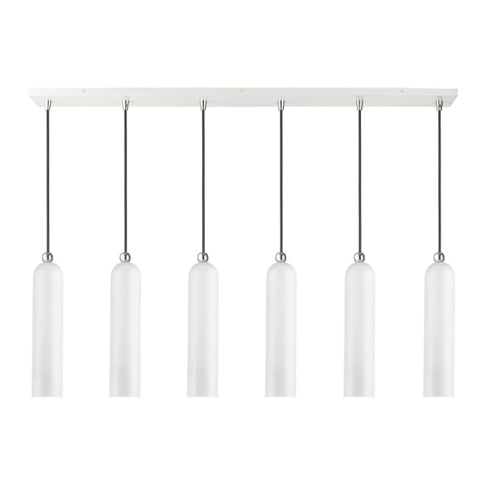 Ardmore 6-Light Linear Pendant in Shiny White w with Polished Chromes Ardmore 6-Light Linear Pendant in Shiny White w with Polished Chromes