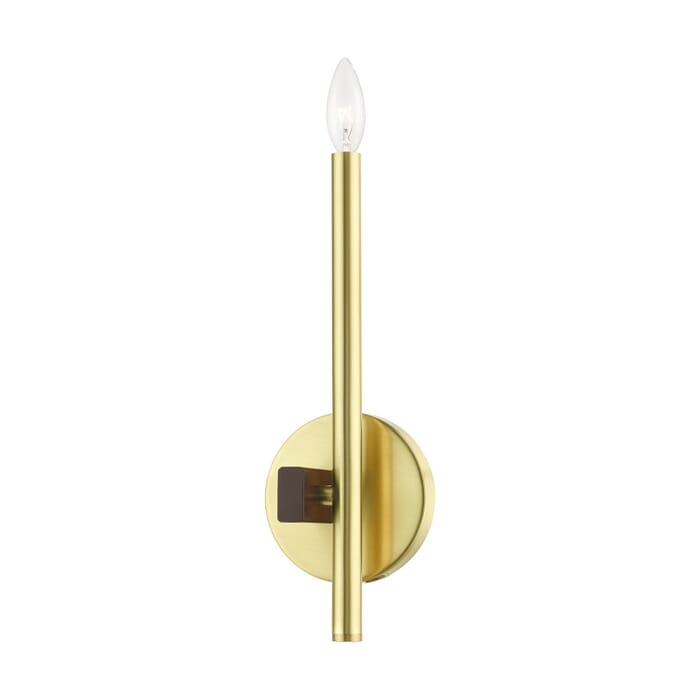 Denmark 1-Light Wall Sconce in Satin Brass w with Bronzes Denmark 1-Light Wall Sconce in Satin Brass w with Bronzes