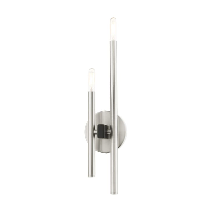 Denmark 2-Light Wall Sconce in Brushed Nickel w with Blacks Denmark 2-Light Wall Sconce in Brushed Nickel w with Blacks