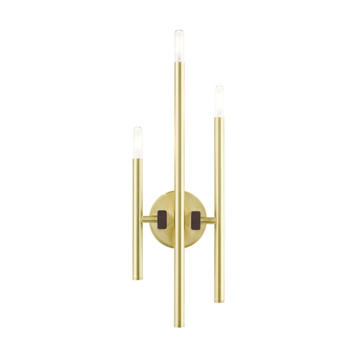 Denmark 3-Light Wall Sconce in Satin Brass w with Bronzes Denmark 3-Light Wall Sconce in Satin Brass w with Bronzes