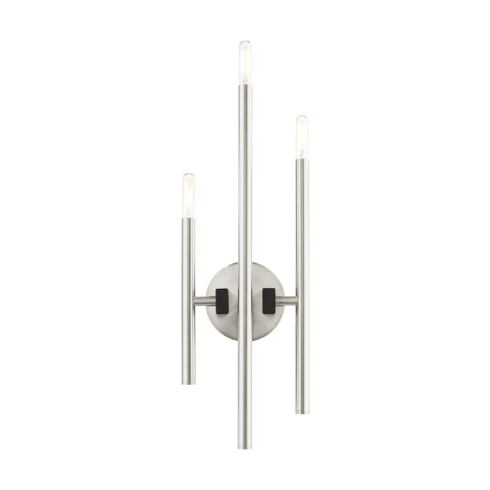 Denmark 3-Light Wall Sconce in Brushed Nickel w with Blacks Denmark 3-Light Wall Sconce in Brushed Nickel w with Blacks