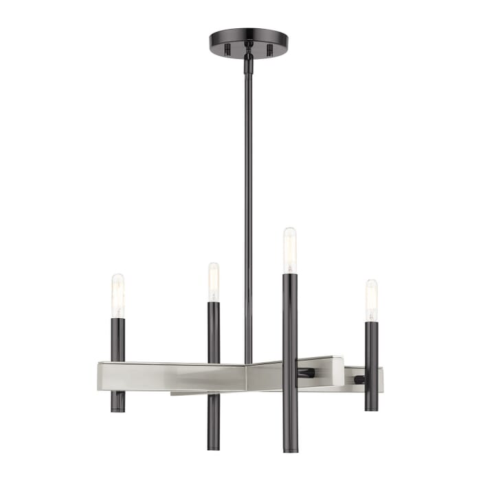Denmark 4-Light Chandelier in Black Chrome w with Brushed Nickels Denmark 4-Light Chandelier in Black Chrome w with Brushed Nickels