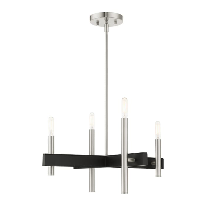 Denmark 4-Light Chandelier in Brushed Nickel w with Blacks Denmark 4-Light Chandelier in Brushed Nickel w with Blacks