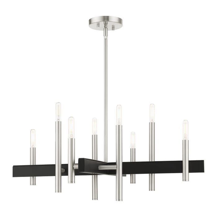 Denmark 8-Light Chandelier in Brushed Nickel w with Blacks Denmark 8-Light Chandelier in Brushed Nickel w with Blacks