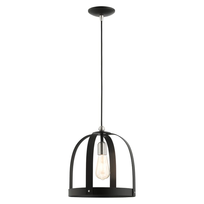Stoneridge 1-Light Pendant in Textured Black w with Brushed Nickels Stoneridge 1-Light Pendant in Textured Black w with Brushed Nickels