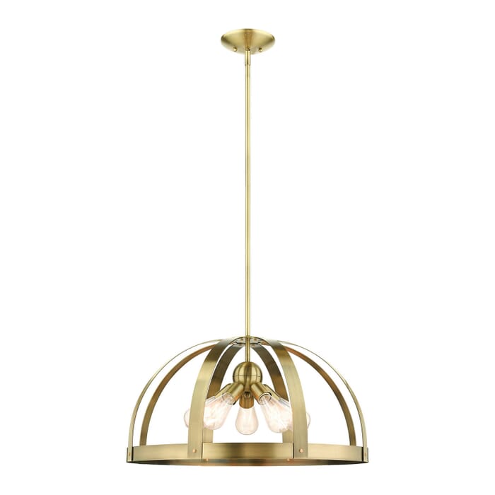 Stoneridge 5-Light Chandelier in Antique Brass w with Satin Brasss Stoneridge 5-Light Chandelier in Antique Brass w with Satin Brasss