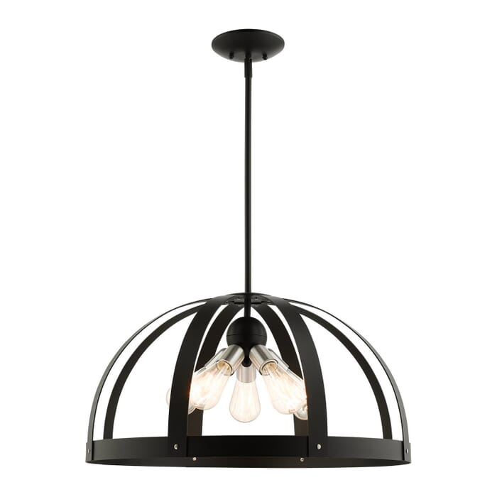 Stoneridge 5-Light Chandelier in Textured Black w with Brushed Nickels Stoneridge 5-Light Chandelier in Textured Black w with Brushed Nickels
