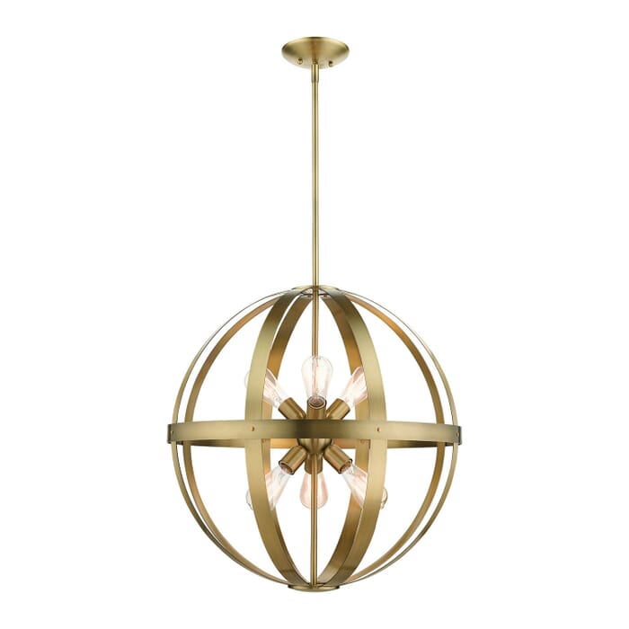 Stoneridge 6-Light Chandelier in Antique Brass w with Satin Brasss Stoneridge 6-Light Chandelier in Antique Brass w with Satin Brasss