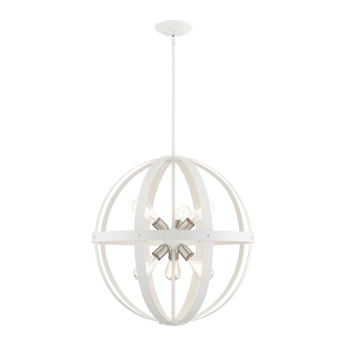 Stoneridge 6-Light Chandelier in Textured White w with Brushed Nickel Cluster Stoneridge 6-Light Chandelier in Textured White w with Brushed Nickel Cluster