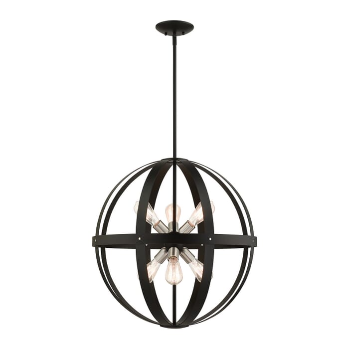 Stoneridge 6-Light Chandelier in Textured Black w with Brushed Nickels Stoneridge 6-Light Chandelier in Textured Black w with Brushed Nickels