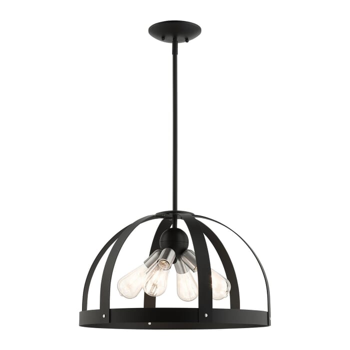 Stoneridge 4-Light Chandelier in Textured Black w with Brushed Nickels Stoneridge 4-Light Chandelier in Textured Black w with Brushed Nickels