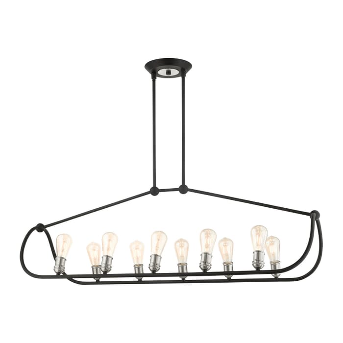 Archer 10-Light Linear Chandelier in Textured Black w with Brushed Nickels Archer 10-Light Linear Chandelier in Textured Black w with Brushed Nickels