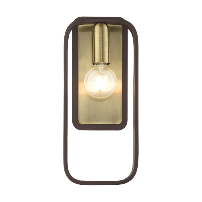 Bergamo 1-Light Wall Sconce in Bronze w with Antique Brasss Bergamo 1-Light Wall Sconce in Bronze w with Antique Brasss