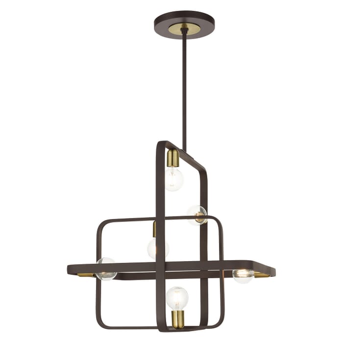 Bergamo 6-Light Chandelier in Bronze w with Antique Brasss Bergamo 6-Light Chandelier in Bronze w with Antique Brasss